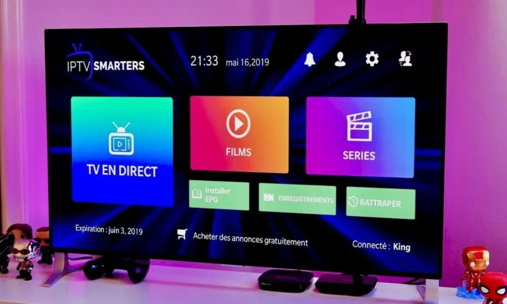 IPTV Smarters application displayed on a Smart TV screen, showcasing premium features of the best IPTV service with HD streaming and user-friendly interface. - iptv portugal - British IPTV - UK IPTV - IPTV Ontario - Xtreme HD IPTV - iptv nordic -nordisk iptv - iptv free trial - iptv trial - iptv bg